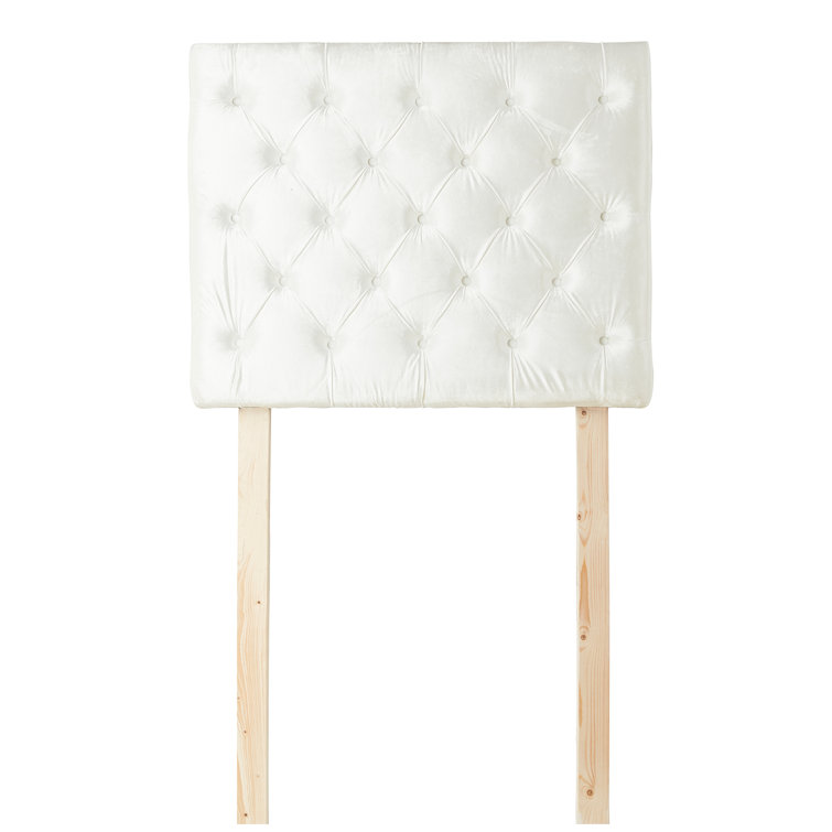 DormCo Tufted Velvet Plush College Dorm Headboard White With Legs